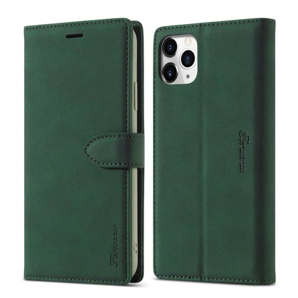 FORWENW iPhone 12 mini Plånboksfodral i Konstläder - Grön
