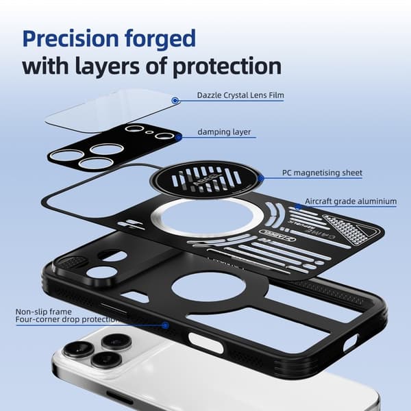 ABEEL Mobilskal till iPhone 17 Pro Max Aluminium + PC + TPU - Svart