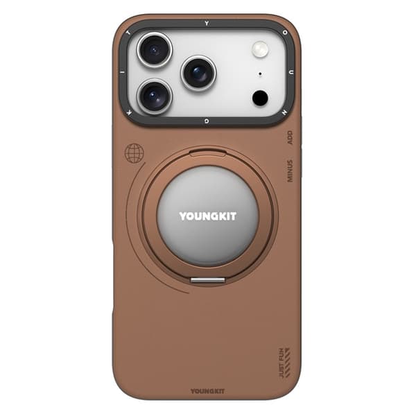 YOUNGKIT Mobilskal till iPhone 17 Pro Rotating Kickstand - Brun Brun