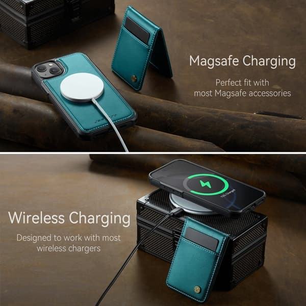 JEEHOOD J06 Mobilskal till iPhone 13 Läder MagSafe RFID Blå