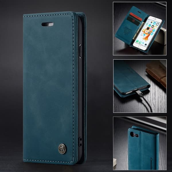 CASEME 013 Auto-absorberande Plånboksfodral Konstläder iPhone 6s/6 Blå