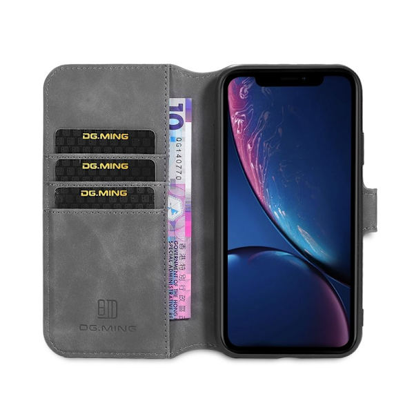 DG.MING Plånboksfodral Konstläder för iPhone 11 6.1" - Grå
