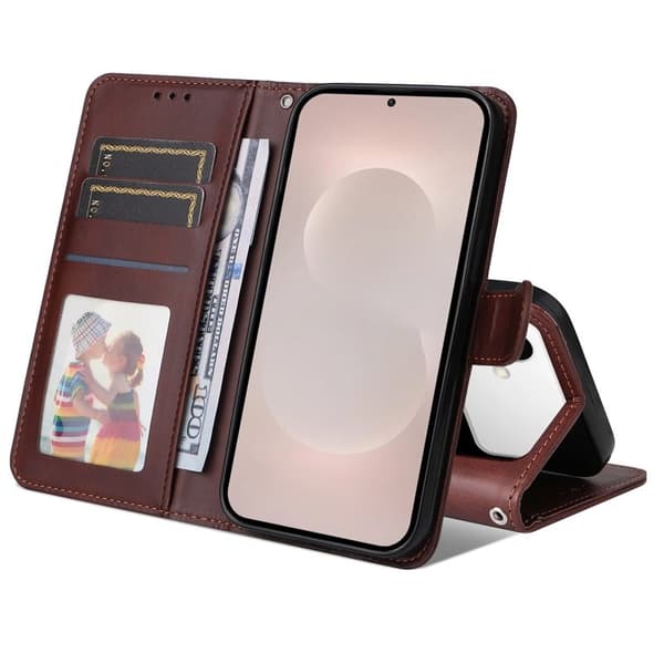 Samsung Galaxy S26 Edge Plånboksfodral Konstläder Folio Flip - Brun