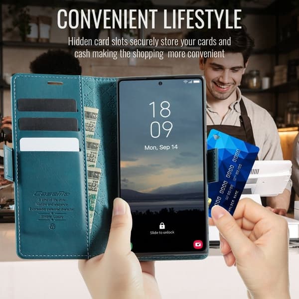 CASEME 033 Series Samsung Galaxy Note20 Ultra Konstläder Plånboksfodral Blå