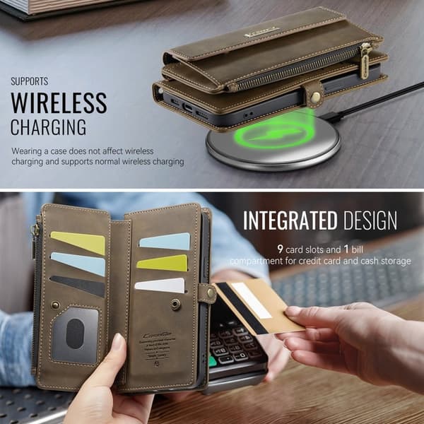 CASEME Plånboksfodral till iPhone 12 mini RFID-Skydd Konstläder Brun
