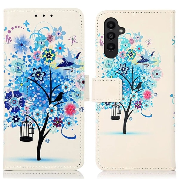 Galaxy A14 5G/4G -lompakkokotelon kuvio - sininen puu