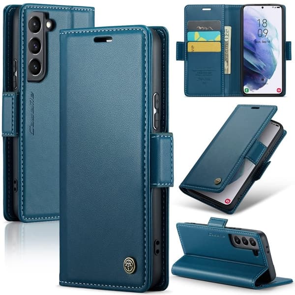 CASEME Plånboksfodral Konstläder för Samsung Galaxy S21 5G - Blå