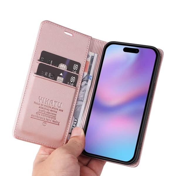 Yikatu iPhone 17 Plånboksfodral Closure - Rosa Guld Roséguld
