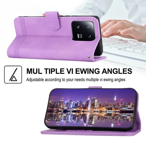 DIERFENG DF-03 Plånboksfodral för Xiaomi 13 Pro 5G, Konstläder - Lila