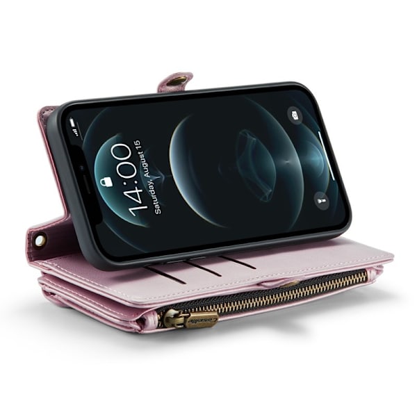 CASEME Plånboksfodral Konstläder för iPhone 12 Pro Max - Rosa