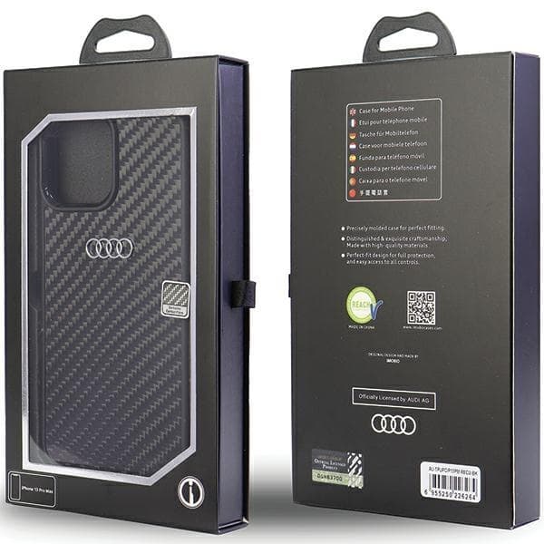 Audi iPhone 13 Pro Max -puhelinkotelo hiilikuitu - Musta Black