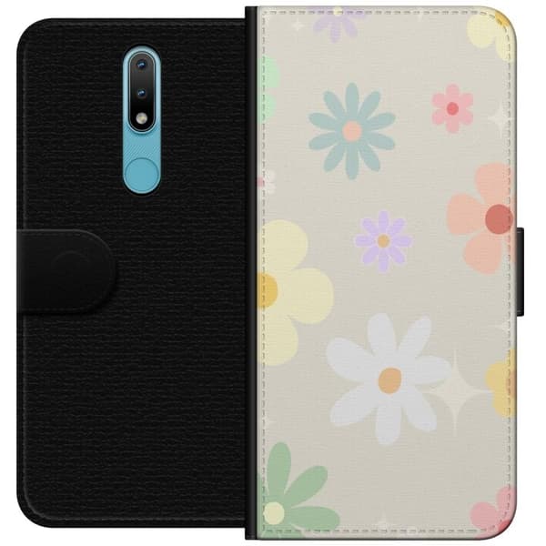 Plånboksfodral till Nokia 2.4 med fejdande blommor