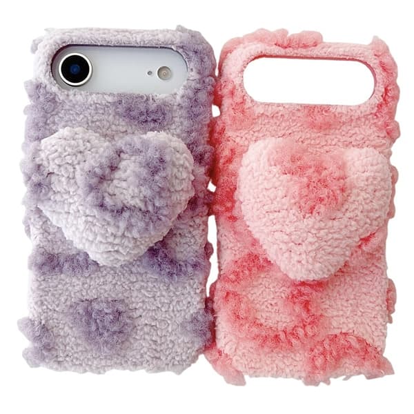 Mobilskal till iPhone Air 3D Heart Plush TPU Winter Warm Soft - Blå Blå