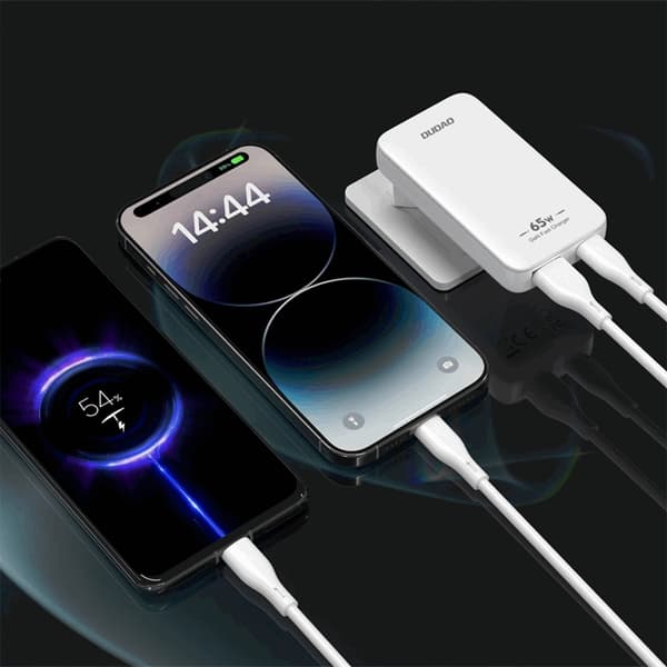 Dudao hurtigoplader GaN 65W A65Q USB-A/USB-C PD Ultratynd Vit