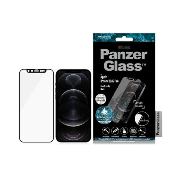 PanzerGlass iPhone 12/12 Pro Härdat Glas Skärmskydd Microfracture Svart