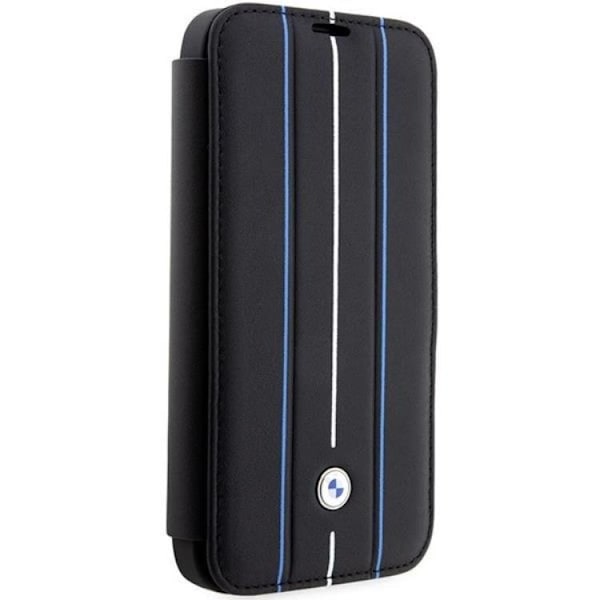 BMW iPhone 14 Pro Max Plånboksfodral Läder Stramp Lines - Blå