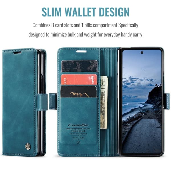 CASEME 013 Plånboksfodral för Samsung Galaxy Z Fold7 5G - Blå