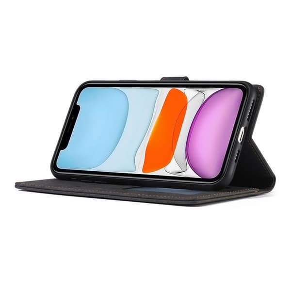 FORWENW iPhone 12 mini Plånboksfodral i Konstläder - Svart