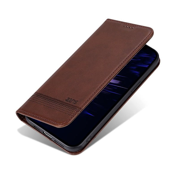 AZNS iPhone 16e Plånboksfodral Konstläder - Brun
