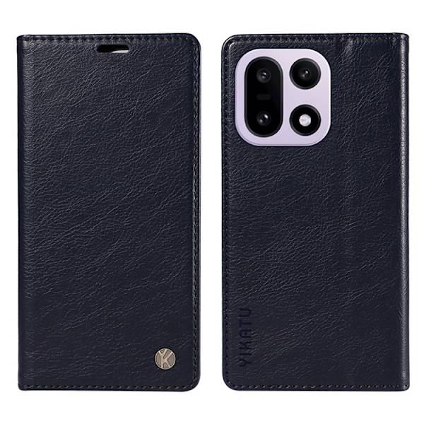 YIKATU OnePlus 15 Plånboksfodral Litchi Closure Konstläder Blå