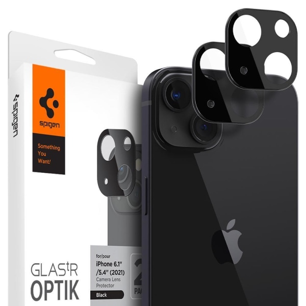 Spigen Optik TR kameralinsebeskytter i hærdet glas 2-pak iPhone 13 / Black