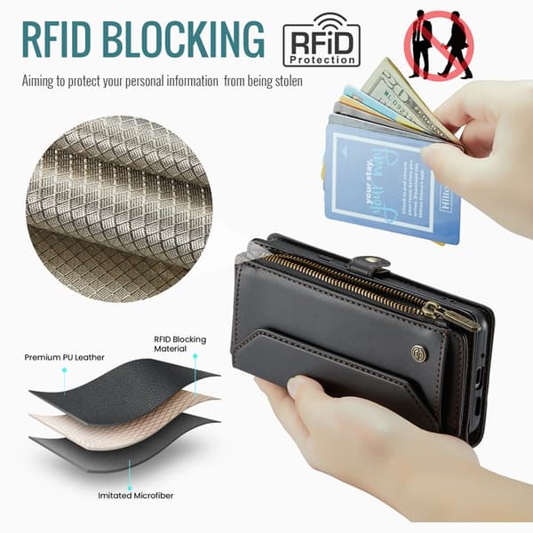 CASEME Google Pixel 10/10 Pro Plånboksfodral RFID Zipper Svart