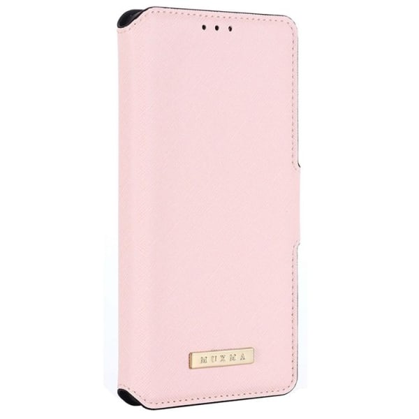 MUXMA iPhone 14 Pro Max Wallet Cover Cross Texture - Pink