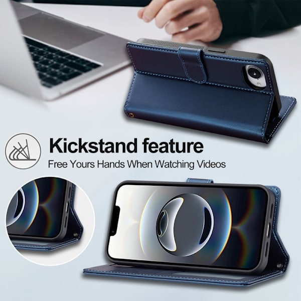 LC.IMEEKE L2 Series iPhone 16e Plånboksfodral Konstläder - Blå
