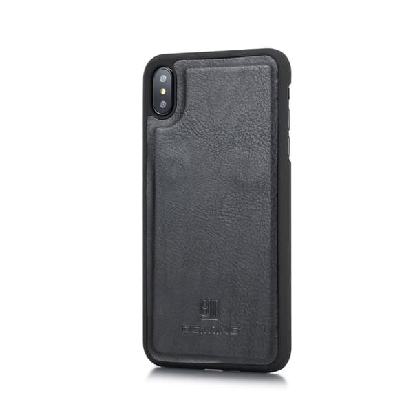 DG.MING iPhone XS Max 6.5" Plånboksfodral 2-i-1 Äkta läder Svart