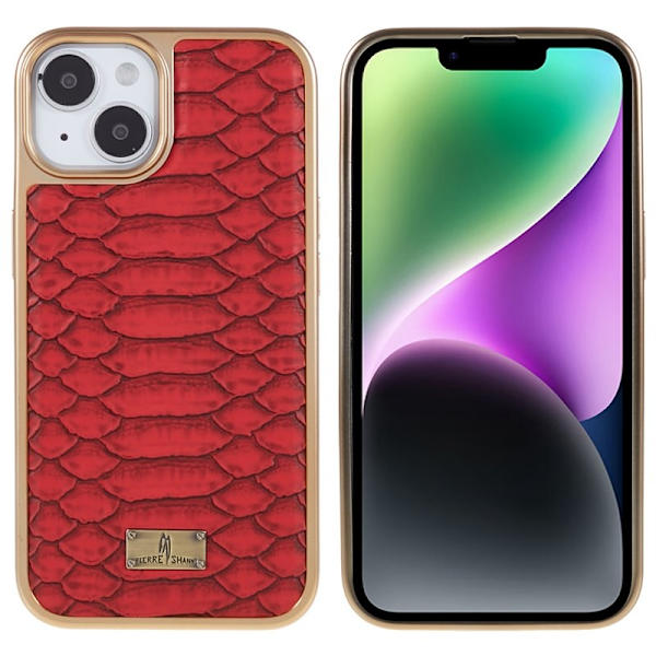 FIERRE SHANN iPhone 14 Plus Plånboksfodral Konstläder - Röd