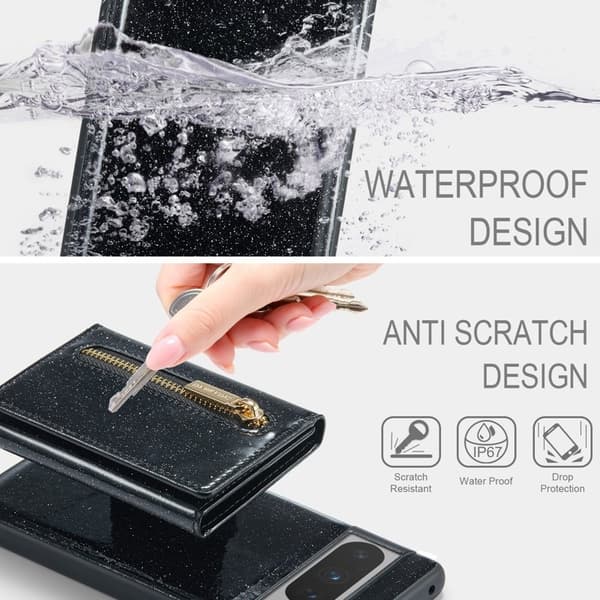 DG.MING M3 Series Konstläder Plånboksfodral för Google Pixel 8 Pro Svart