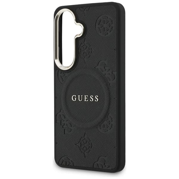 Guess Mobilskal För Galaxy S26 Plus MagSafe Saffiano Peony Embossed Ring Svart