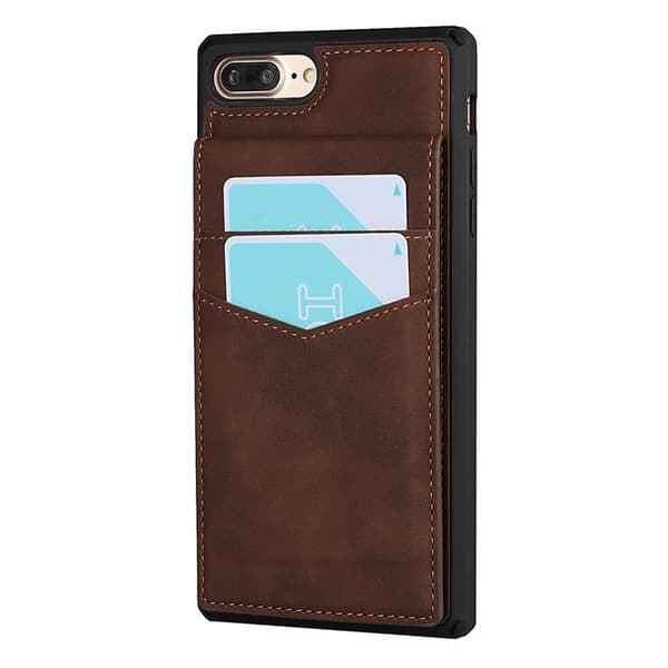 Skal med Kortplatser till iPhone 7/8 Plus - Brun Brown