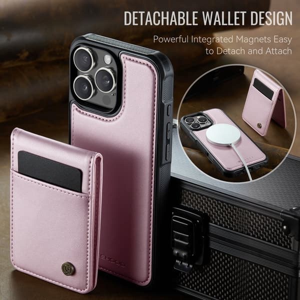 JEEHOOD J06 Mobilskal till iPhone 16 Pro MagSafe RFID Skydd - Rosa