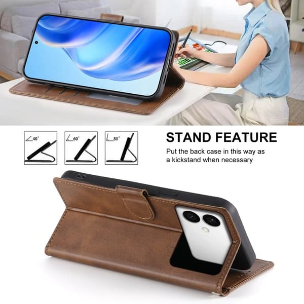 Samsung Galaxy S26 Edge Plånboksfodral Konstläder Flip Skydd - Brun