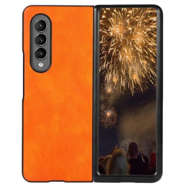 Galaxy Z Fold 4 Cover Nahka Litsi - Oranssi