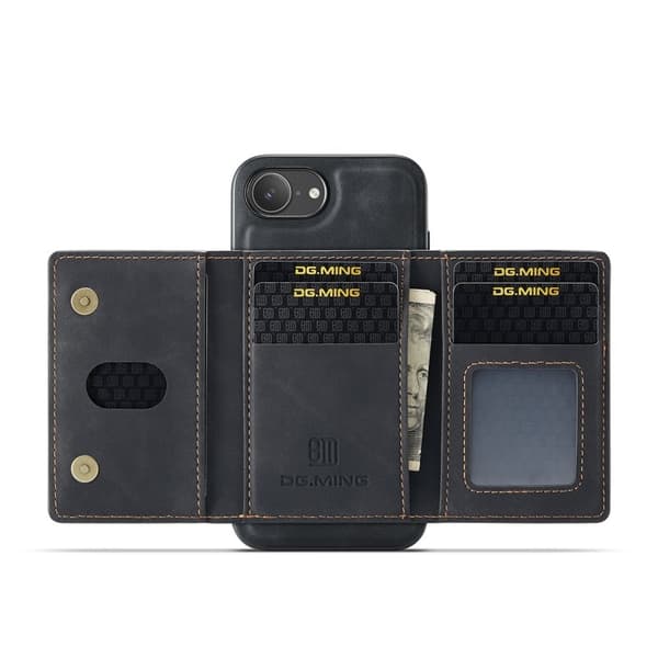 DG.MING M2 Series Mobilskal till iPhone 16e PU + PC + TPU - Svart