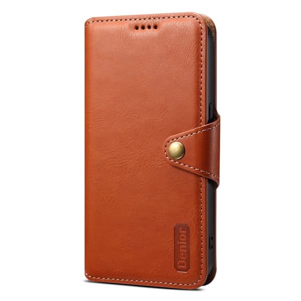 DENIOR iPhone 15 Plånboksfodral Konstläder med Ställ - Brun