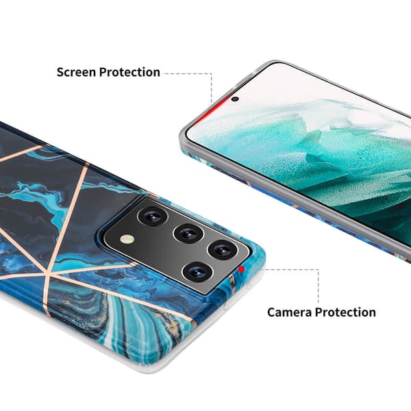 BOOM - Grid skal Galaxy S21 Ultra - Blå Marmor Blue