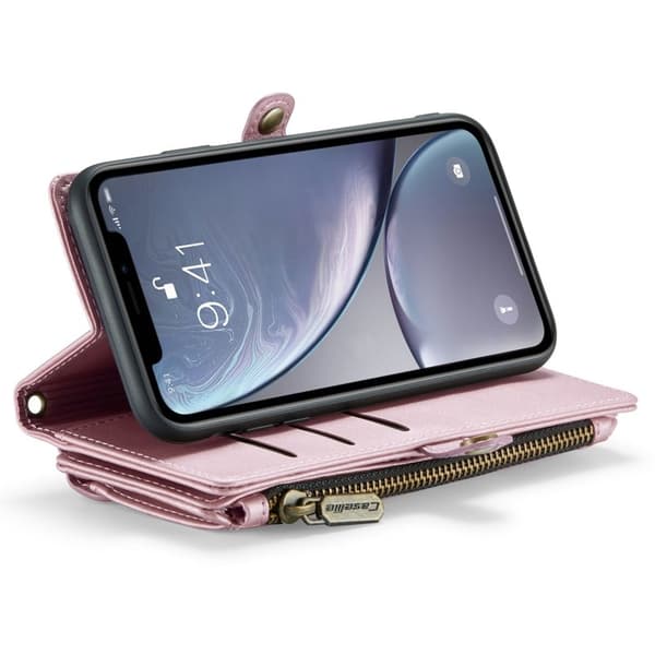 CASEME Plånboksfodral Konstläder till iPhone XR med kortfack - Rosa