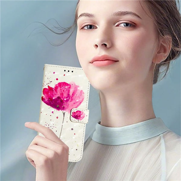 iPhone 16 Pro Max Plånboksfodral Printing Pattern Med Rem Rosa