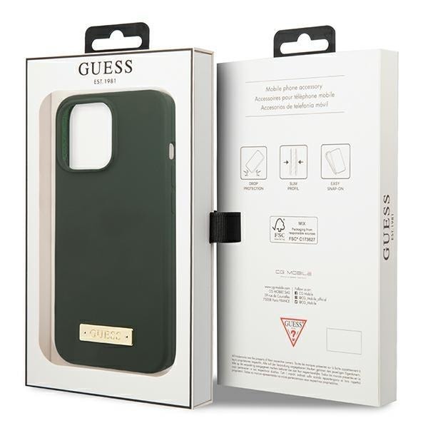 Guess iPhone 13 Pro Skal MagSafe Silicone Logo Plate - Khaki