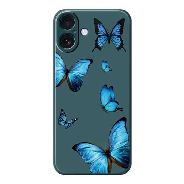 Mobilskal till iPhone 17 Blue Butterflies Pattern TPU - Grön Grön