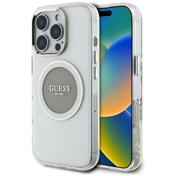 Guess Telefontaske til iPhone 16 Pro Max MagSafe Metal Circle Logo - Grå Grå