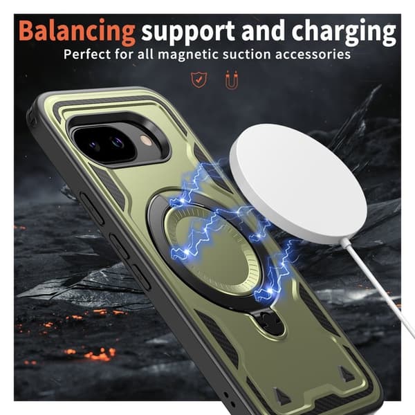 Mobilskal till Google Pixel 9a Plast Militärskydd Kickstand - Olivgrön