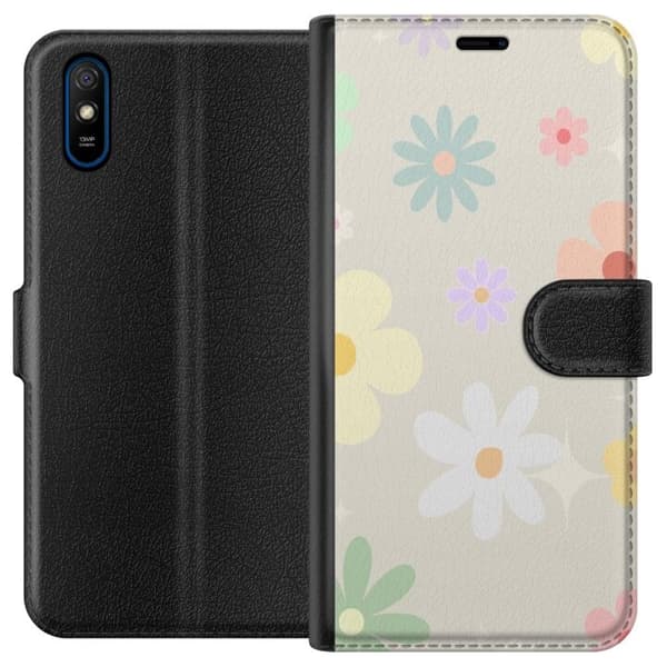 Plånboksfodral till Xiaomi Redmi 9A med fejdande blommor