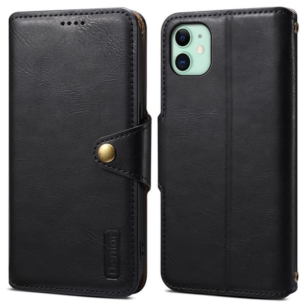 DENIOR iPhone 11 Plånboksfodral Konstläder Stötbeständig - Svart