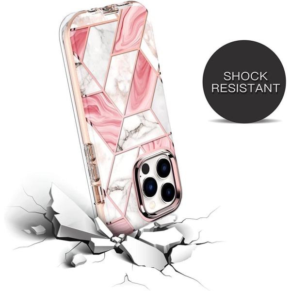 Marble Grid 360° Case iPhone 13 Pro Max - Pink