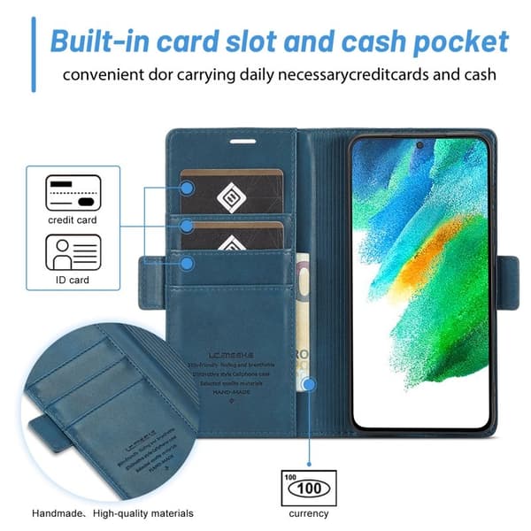 LC.IMEEKE Samsung Galaxy S21 Plånboksfodral i Konstläder - Blå