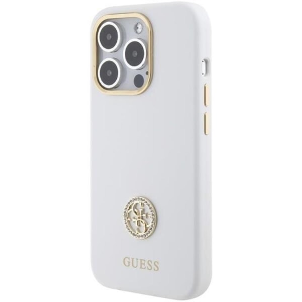 Guess iPhone 15 Pro Max Mobilskal Silikon Logo Strass - Vit